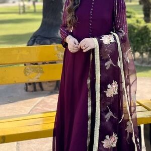 Elegant Purple Embroidered Dress